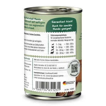 Knuffelwuff Nassfutter Pferd Pur Mit Zucchini, Süßkartoffel & Birne 6 X 400g 5 Knuffelwuff Nassfutter Pferd Pur Mit Zucchini, Süßkartoffel & Birne 6 X 400g – Bild 3