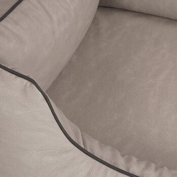 Knuffelwuff Orthopädisches Hundebett Rockland Aus Kunstleder Hellgrau M-L 4 Knuffelwuff Orthopädisches Hundebett Rockland Aus Kunstleder Hellgrau M-L – Bild 3