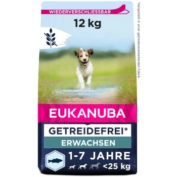 EUKANUBA Getreidefrei Mit Fisch Für Kleine Und Mittelgroße Rassen 12 Kg 3 EUKANUBA Getreidefrei Mit Fisch Für Kleine Und Mittelgroße Rassen 12 Kg