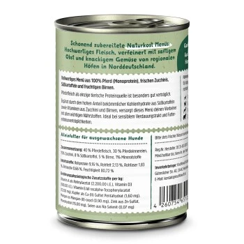 Knuffelwuff Nassfutter Pferd Pur Mit Zucchini, Süßkartoffel & Birne 6 X 400g 4 Knuffelwuff Nassfutter Pferd Pur Mit Zucchini, Süßkartoffel & Birne 6 X 400g – Bild 2