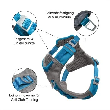 Kurgo Journey Air Hundegeschirr Blau/ Grau L 11 Kurgo Journey Air Hundegeschirr Blau/ Grau L – Bild 9